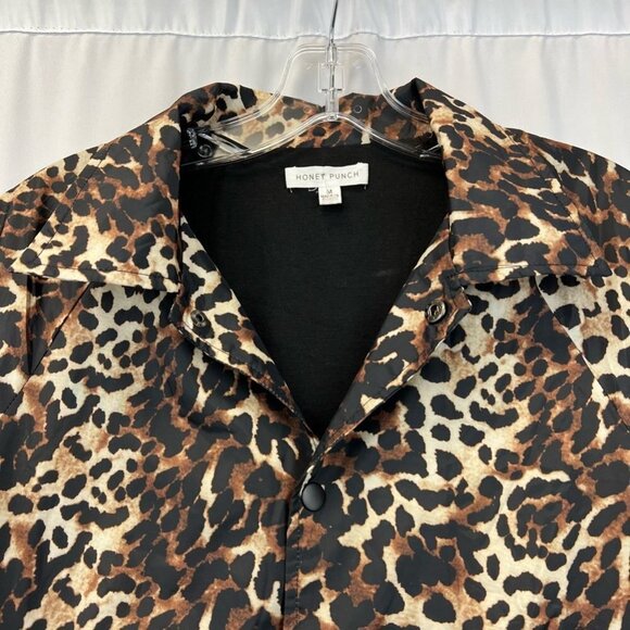 Honey Punch Womens Jacket Coat Multicolor Animal Print Leopard Buttons Pockets M - Picture 3 of 10